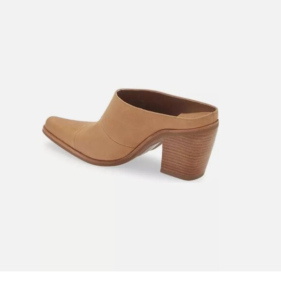 NEW Jeffrey Campbell Hold Em Pointed Toe Stacked Heel Mule Leather Western - Picture 5 of 9